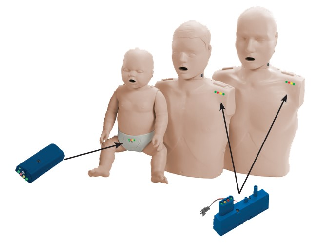 M&ocirc; h&igrave;nh CPR Prestan c&oacute; đ&egrave;n phản hồi lực &eacute;p tim ngo&agrave;i lồng ngực cho người lớn, trẻ em v&agrave; trẻ sơ sinh