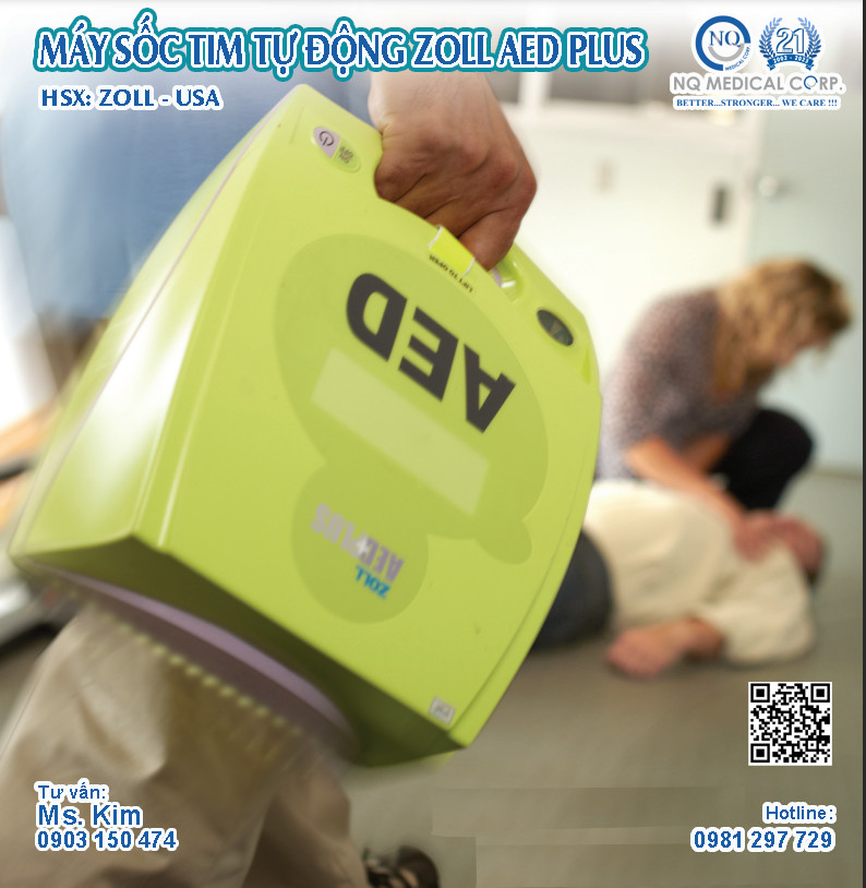 MÁY SỐC TIM/ MÁY KHỬ RUNG TIM TỰ ĐỘNG/ MÁY ZOLL AED PLUS HOA KỲ CAO CẤP ...
