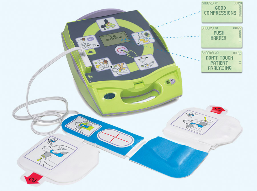 Tính năng Real CPR Help đ&ocirc;̣c quy&ecirc;̀n của máy khử rung tim tự đ&ocirc;̣ng (AED) - ZOLL AED Plus.